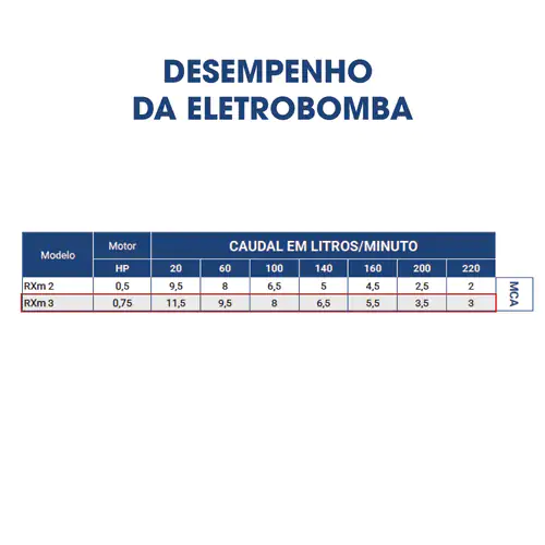 Eletrobomba Submersível Drenagem 240V 0.75HP Pedrollo RXm 3